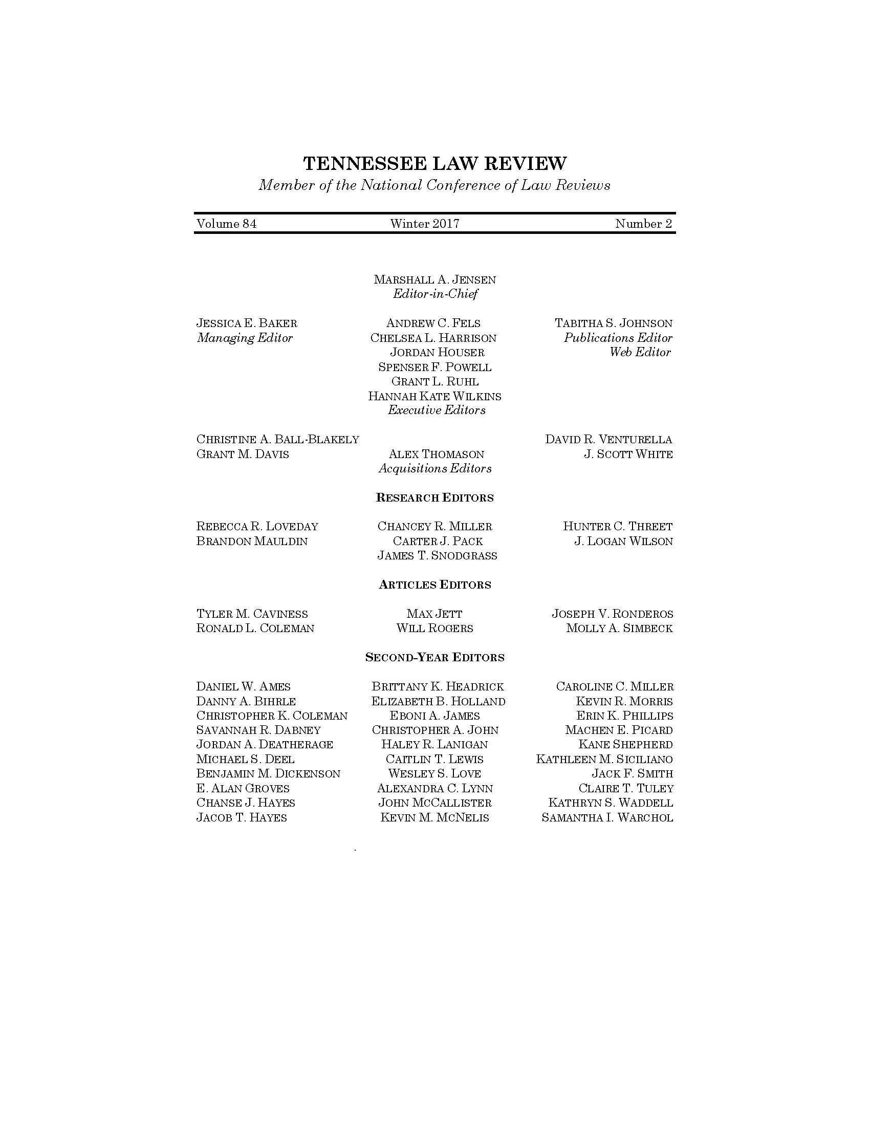 TLR Masthead 2016-2017